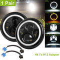 Round LED Headlight Halo Angel Eyes for Jeep Wrangler by DailySale
