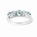 Round Natural Blue Paraiba Apatite Prong Rhodium Plated Silver Five Stone Ring by Fine Color Jewels