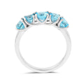 Round Natural Blue Paraiba Apatite Prong Rhodium Plated Silver Five Stone Ring by Fine Color Jewels