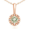 Round Natural Green Amethyst Birthstone Silver Necklace