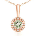 Round Natural Green Amethyst Birthstone Silver Necklace by Fine Color Jewels