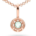 Round Natural Green Amethyst Birthstone Silver Necklace by Fine Color Jewels
