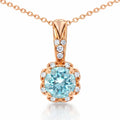 Round Natural Sky Blue Topaz Birthstone Necklace by Fine Color Jewels