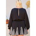 Round Neck 3/4 Bubble Sleeve Gingham Ruffle Romper by DailySale