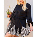 Round Neck 3/4 Bubble Sleeve Gingham Ruffle Romper by DailySale
