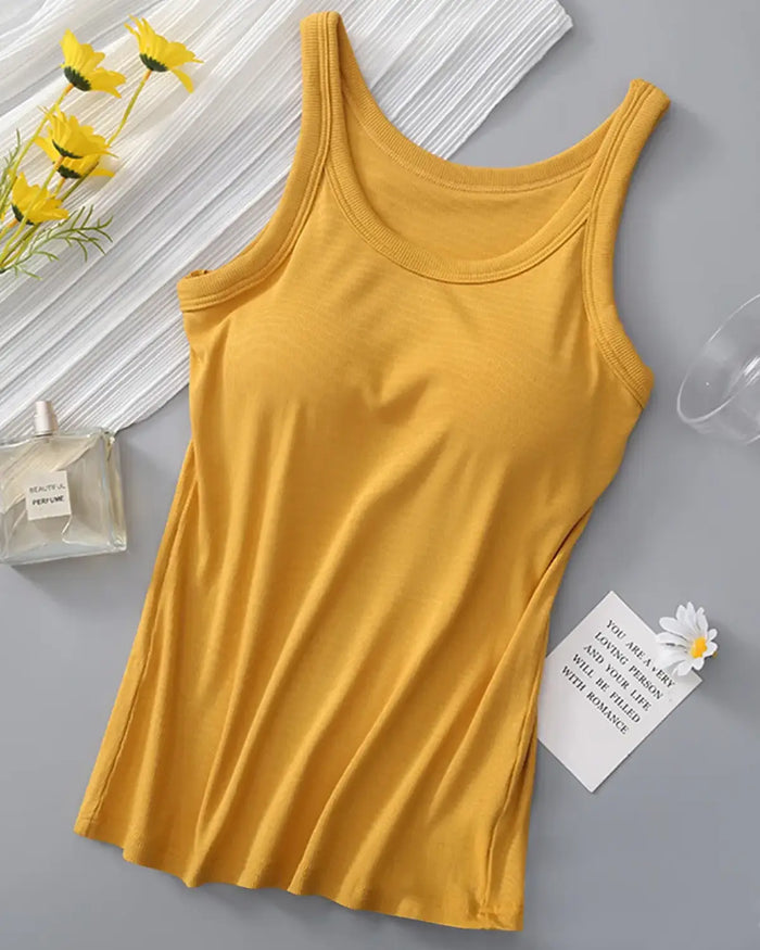 Round Neck Tank with Bra by Boutique 23