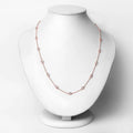 Round Peach Morganite 18K Rose Gold Plated Silver By The Yard Necklace by Fine Color Jewels