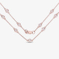 Round Peach Morganite 18K Rose Gold Plated Silver By The Yard Necklace by Fine Color Jewels