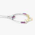 Round Pink Ruby Prong Silver Mom Heart Pendant Necklace by Fine Color Jewels