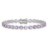 Round Purple Amethyst Prong Sterling Silver Tennis Bracelet