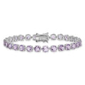 Round Purple Amethyst Prong Sterling Silver Tennis Bracelet by Fine Color Jewels