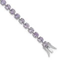 Round Purple Amethyst Prong Sterling Silver Tennis Bracelet by Fine Color Jewels