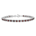 Round Red Garnet & Diamond Prong Sterling Silver Tennis Bracelet by Fine Color Jewels