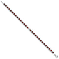 Round Red Garnet & Diamond Prong Sterling Silver Tennis Bracelet by Fine Color Jewels