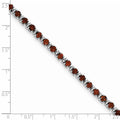 Round Red Garnet & Diamond Prong Sterling Silver Tennis Bracelet by Fine Color Jewels