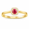Round Red Ruby 22k Gold Vermeil Prong Petite Halo Ring