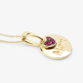 Round Red Ruby Prong Gold Plated Silver Mom Heart Pendant Necklace by Fine Color Jewels