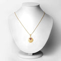 Round Red Ruby Prong Gold Plated Silver Mom Heart Pendant Necklace by Fine Color Jewels