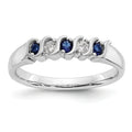 Round Sapphire Diamond Prong 10K Gold Five Stone Ring by Fine Color Jewels