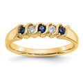 Round Sapphire Diamond Prong 10K Gold Five Stone Ring by Fine Color Jewels