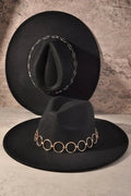 Round Strap Suede Fedora Hat by Boutique 23