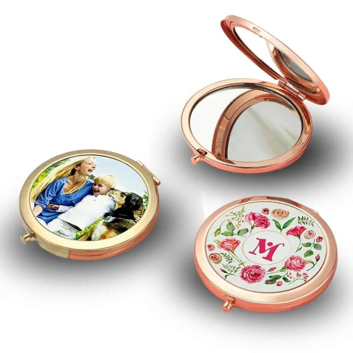 Round Sublimation Blanks Compact Pocket Mirror – Gold | Rose Gold | Silver | Black by INNOSUB USA