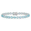 Round Swiss Blue Topaz Prong Sterling Silver Tennis Bracelet