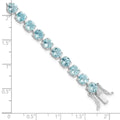 Round Swiss Blue Topaz Prong Sterling Silver Tennis Bracelet by Fine Color Jewels