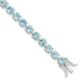 Round Swiss Blue Topaz Prong Sterling Silver Tennis Bracelet by Fine Color Jewels