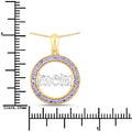 Round Violet Tanzanite Prong Gold Plated Silver Mom Circle Pendant Necklace by Fine Color Jewels