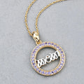 Round Violet Tanzanite Prong Gold Plated Silver Mom Circle Pendant Necklace by Fine Color Jewels