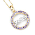 Round Violet Tanzanite Prong Gold Plated Silver Mom Circle Pendant Necklace by Fine Color Jewels