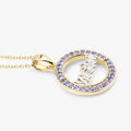 Round Violet Tanzanite Prong Gold Plated Silver Mom Circle Pendant Necklace by Fine Color Jewels