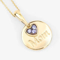Round Violet Tanzanite Prong Gold Plated Silver Mom Heart Pendant Necklace by Fine Color Jewels