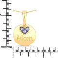 Round Violet Tanzanite Prong Gold Plated Silver Mom Heart Pendant Necklace by Fine Color Jewels