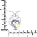 Round Violet Tanzanite Prong Silver Double Heart Pendant Necklace by Fine Color Jewels