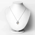 Round Violet Tanzanite Prong Silver Double Heart Pendant Necklace by Fine Color Jewels