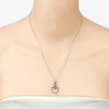 Round Violet Tanzanite Prong Silver Double Heart Pendant Necklace by Fine Color Jewels
