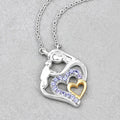 Round Violet Tanzanite Prong Silver Double Heart Pendant Necklace by Fine Color Jewels