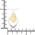 Round Violet Tanzanite Prong Silver Double Heart Pendant Necklace by Fine Color Jewels