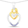 Round Violet Tanzanite Prong Silver Double Heart Pendant Necklace