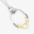 Round Violet Tanzanite Prong Silver Mom Pendant Necklace by Fine Color Jewels