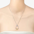 Round Violet Tanzanite Prong Silver Mom Pendant Necklace by Fine Color Jewels