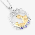 Round Violet Tanzanite Prong Silver Pendant Necklace by Fine Color Jewels