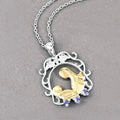 Round Violet Tanzanite Prong Silver Pendant Necklace by Fine Color Jewels