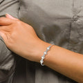 Round White Created Opal & CZ Halo Prong Sterling Silver Adjustable Bolo Bracelet by Fine Color Jewels