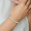 Round White Created Opal & CZ Prong Sterling Silver Adjustable Bolo Bracelet by Fine Color Jewels