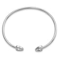 Round White Cubic Zirconia Prong Sterling Silver Two Heart Open Cuff Slip-On Bangle Bracelet by Fine Color Jewels