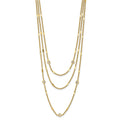 Round White Cubic Zirconia Sterling Silver Gold-Tone Layered Cable Chain Necklace by Fine Color Jewels