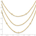 Round White Cubic Zirconia Sterling Silver Gold-Tone Layered Cable Chain Necklace by Fine Color Jewels